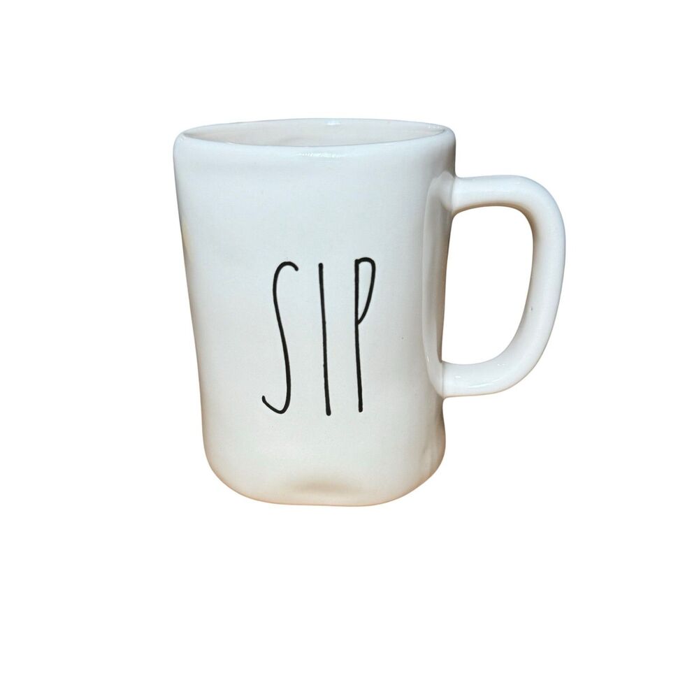 Rae Dunn Magenta SIP Coffee Cup 14 oz. Ceramic Mug White